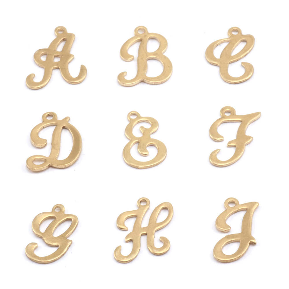 Charms & Solderable Accents Brass Script Letter Charm F, 24g